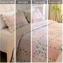 Cmfshape Garden Floral Quilt Bedspread Twin Size, Patchwork Pink Quilt Set with 1 Pillow Sham,Summer Bedding Set for Girls Women,Soft Lightweight Bed Coverlet for All Seasons (Twin68x86 Pink&Yellow)