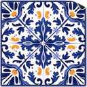 Mediterranean Blue and Orange Tile Mahjong Mat 31.5 x 31.5 in