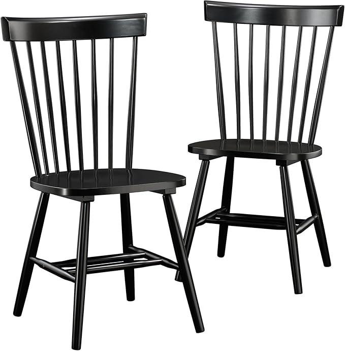 Sauder New Grange Spindle Back Chairs, Black finish, L: 20.47" x W: 21.26" x H: 36.22", Sauder New Grange Spindle Back Chairs, Black finish, L: 20.47" x W: 21.26" x H: 36.22",