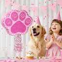WERNNSAI Pink Dog Paw Piata - Dog Piata Pet Theme Party Games Pink Girl Style Puppy Paw Party Decorations Animal Party Supply for Kids Birthday with Blindfold