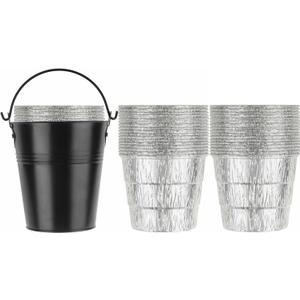Firsgrill 30Pack Liners & 1 Pack Black Bucket for Mostly Wood Pullet Grill or Smoker Grease Catch Holder
