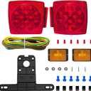 IP67 Submersible LED Boat Trailer Lights Kit, 12V Waterproof Tail Stop Brake Marker Lamps with 25' Wiring Harness & License Plate Light, Marine Trailer Accessories (Lights Kit)
