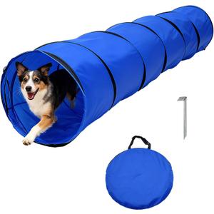 Dog Agility Tunnel with Carry Bag and Ground Spikes, Foldable 10-Foot Tunnel for Dog Training, Dog Agility Equipment for Outdoor, Backyard, Indoor Use, KINETOVOLTA