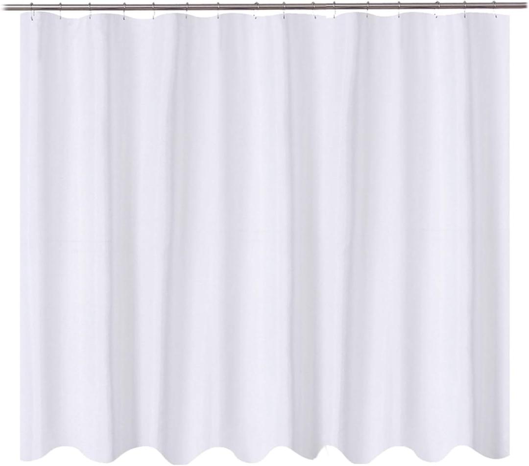 N&Y HOME Fabric Shower Curtain Liner Oversize 96 x 72 inches, Hotel Quality, Washable, Water Repellent, White Bathroom Curtains with Grommets, 96x72