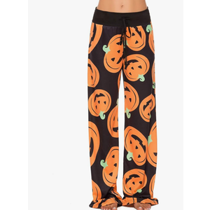 Halloween Pajama Pants Women Pumpkin Skull Ghost Print Pajamas Cute Funny PJ's Women's Jammies PJs, L