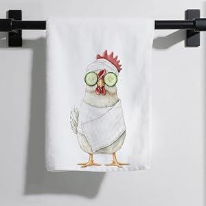 Eieanao Funny Chicken Gifts Hand Towel for Bathroom, Cute Chicken Microfiber Dish Towel, Cute Hens Washroom Decor, Funny Animal Bathroom Decor, 16x24 Inch