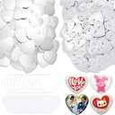 Landical 200 Sets Blank Heart Button Pin Parts 2.24 Inch Heart Shaped Maker Supplies for Button Maker Machine, DIY Badge Includes Metal Top Cover and Bottom Cover with Pin, Clear Film
