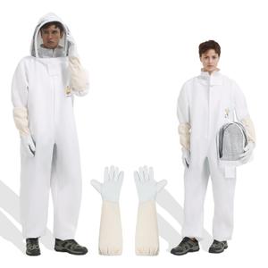 Bee Suit & Beekeeper Costume, Sting Proof Bee Suits for Men & Women, Full Body Polycotton Beekeeper Suit Beekeeping Suit with Ventilated Hood & Gloves for Backyard Beekeeping & Cosplay -S