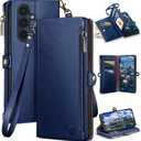 XcaseBar Compatible with Samsung Galaxy A16 5G Wallet case with Zipper Credit Card HolderRFID Blocking,Flip Folio Book PU Leather Phone case Shockproof Cover Women Men for Samsung A16 case Blue