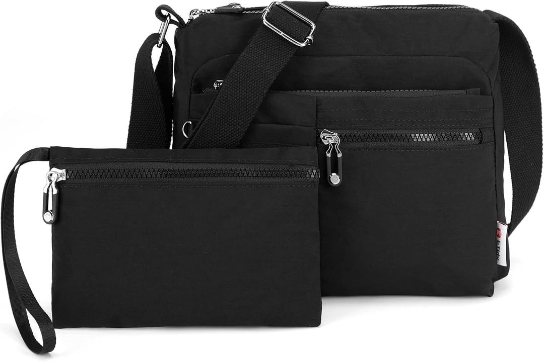 ETidy Crossbody Bag For Women Waterproof Lightweight Casual Shoulder Handbag Purse(Black Upgrade