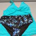 Yonique Tankini Swimsuits for Women Tummy Control Bathing Suits Two Piece Tankini Tops with Bikini Bottoms Twist Swimwear (Blue) 18 Plus