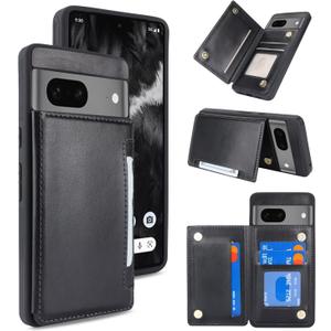 iCoverCase Compatible with Google Pixel 7 Case with Card Holder, Wallet Phone Case for Women Men [RFID Blocking] PU Leather Protective Wallet Case for Pixel 7 (Black)