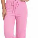 Rooscier Women's 2 Piece Outfits Lounge Sets Short Sleeve Crop Tops and Wide Leg Pants Tracksuit Sets (Pink) XSmall