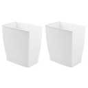 iDesign Small Plastic Bathroom Trash Can, Slim Rectangle Garbage Bin for Bedroom, Office, Dorm, 2-Pack, White
