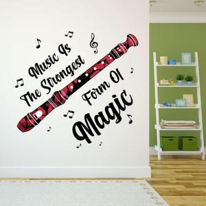 Design With Vinyl Music Wall Decal Classsical Flute with Musical Notes on White Background Removable - Size: 40 in x 36 in