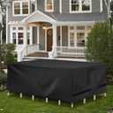 Richwon Patio Furniture Covers - Waterproof Rectangle, Heavy Duty for Outdoor Sectional Set (90"L x 64"W x 28"H), Black