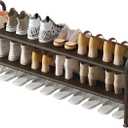 INGIORDAR Shoe Rack 2 Tier Long Storage Organizer Wide Metal Shoe Shelf for Closet Entryway Brown