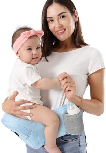 HKAI Baby Hip Carrier, Mom's Choice Award Winner, Adjustable Waistband & Breathable Mesh, Ergonomic Carrier with Non-Slip Hip Seat Surface for Newborns & Toddlers, Light Blue