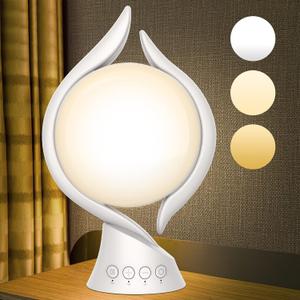 Voraiya Light Therapy Lamp 10000 Lux, UV-Free Therapy Light with 5 Brightness, 3 Color Temperature, 4 Timer, Memory Function, Full Spectrum, Bright Seasonal Sun Light Lamp for Bedroom, Office (White)