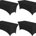 4-Pack Black Spandex Tablecloths  72"x30"x30" Stretch Fitted Table Covers for 6ft Rectangle Folding Tables, Wrinkle-Resistant Tablecloth for Wedding, Banquet & Outdoor Events