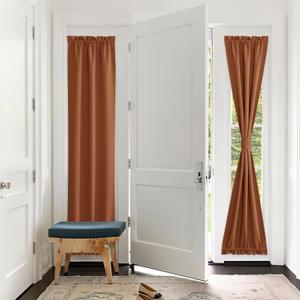PONY DANCE Sidelight Door Window Curtains - Privacy Door Window Curtains Thermal Insulate Covering for Patio Door Glass Door Front Door, 25 inch x 72 inches, Burnt Orange, 1 Panel