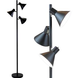 LIGHTACCENTS Black Tree Floor Lamp with 3 Adjustable Lights  Modern Standing Lamp, Adjustable Black Lamp Shades, Pole Light for Living Room, Bedroom, and Office