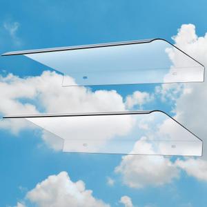 2 Pcs 15.8 x 23.6 Inch Window Awning Invisible Rain Shelter Cover PET Front Door Canopy for Sun Snow Garden Outdoor Patio Protection