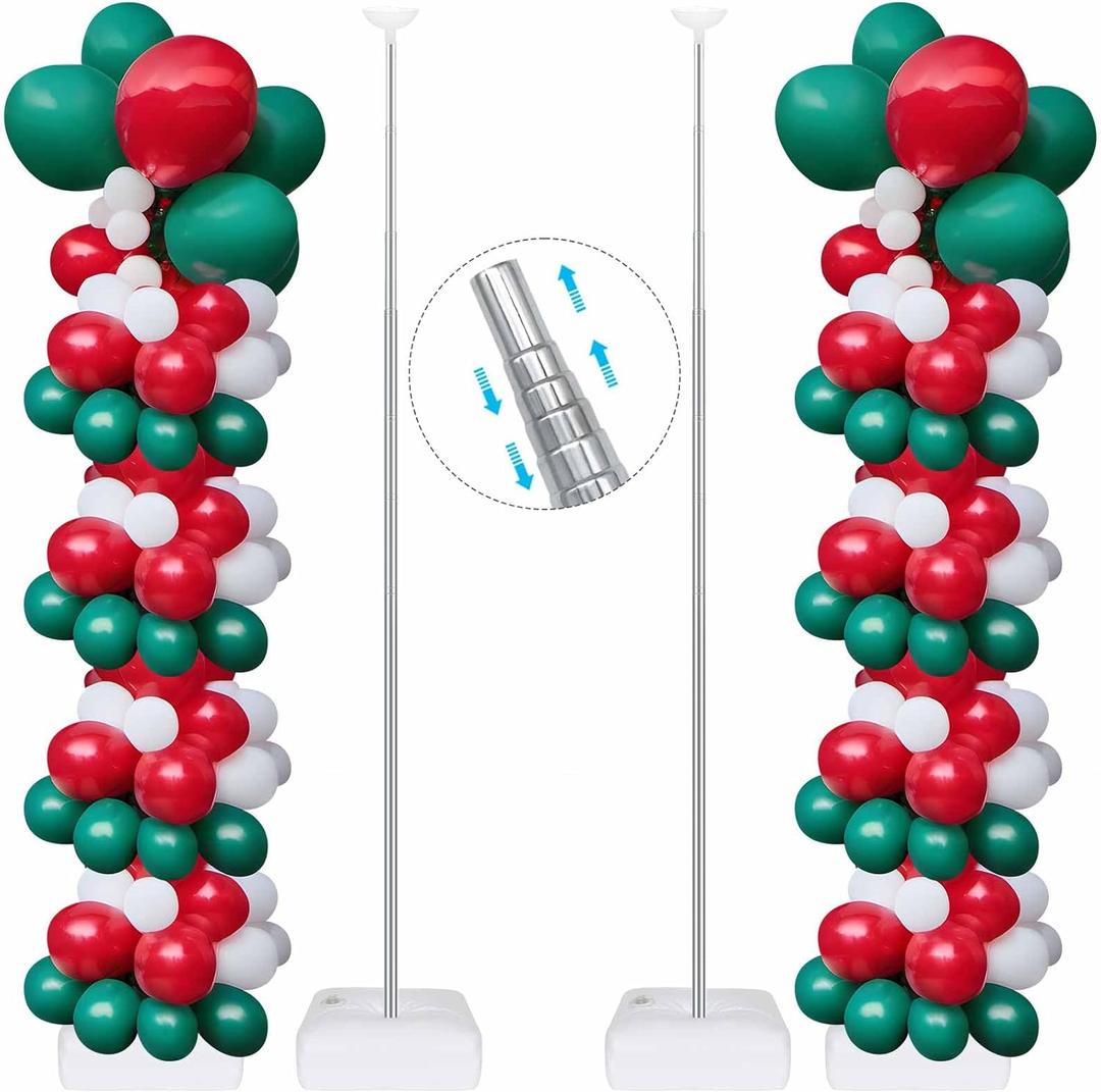 Balloon Column Stand Kit for Floor,Set of 2, SOFTTIME Adjustable and Reusable Balloon Tower Stands Kit with Heavy Base, Metal Balloon Display for Birthday, Wedding, Baby Shower,Party Decorations