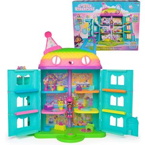 DREAMWORKS GABBY'S DOLLHOUSE, 14 Pc Celebration Dollhouse, 25-Inches Tall, with Toy Figures, Doll House Furniture & 10 Sounds, Kids Toys for Girls & Boys Ages 3+