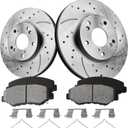Anpulsero Brake Pads And Rotors Kit Front Compatible with 2013-2021 Honda Civic, 2003-2017 Accord, Automotive Replacement Brake Kits 31257 D914-7795 Drilled And Slotted Rotors 281.6mm(11.1in)