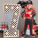 Marquee Numbers Race Car Birthday-Decorations: 3ft Large Fast One Party Decor Boy 7th 17th Big Light Up Cardboard Number 7