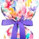 Scrub Cap for Women and Men, Ponytail Scrub Caps, Working Hat, Head Cover with Ribbon Ties and Buttons, Long Hair