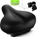 Roguoo Bicycle Seat, Wide Bike Seat for Men Women, Comfortable Memory Foam Sweatproof Essential Bike Saddle -Dual Shock Absorbing-Best Bike Seat Replacement for Exercise Bikes, Mountain Bikes (Black)