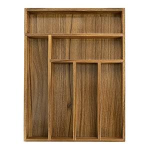 EcoFives Luxury Acacia Kitchen Drawer Organizer - Silverware Organizer - Utensil Holder and Cutlery Tray with Grooved Drawer Dividers for Flatware and Kitchen Utensils (6 Slot)