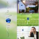 Gazing Ball Spiral Tail Wind Spinner Stabilizer, Garden Decorations Stainless Steel Metal with Hook & Blue Crystal Glass Orb Outdoor Hanging Decor Kinetic Yard 3D Swivel Art Sun Catchers