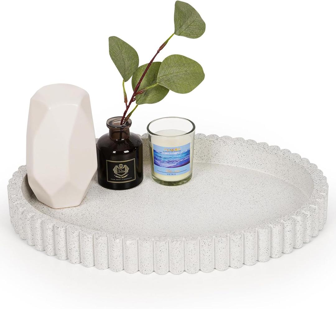 Cathyeen Oval Tray for Coffee Table Decor, 13" Concrete Coffee Table Trays, Table Centerpieces Decorative Tray for Home Decor, Modern Decorative Centerpiece Trays, Granite (13" x 9.5" x 1.5")