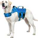 Dog Harness for Large Dogs Heavy Duty, No Pull Tactical Dog Harness with Molle System, Easy On and Off Service Dog Vest, Breathable Padded, Adjustable Reflective Pet Vest for Walking Hiking Training (L(Neck:18-24",Chest:25-36"),45-80 lbs, Blue)