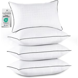 JOLLYVOGUE Pillows Standard Size Set of 4, Collection Bed Pillows for Sleeping, Hotel Quality Pillows for Side, Back and Stomach Sleepers, Soft Supportive Oeko-Tex Certified Down Alternative Filling