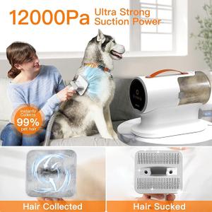 AIRROBO Dog Grooming Vacuum, Dog Grooming Kit,12000Pa Strong Pet Vacuum, 2L Large Capacity Vacuum for Shedding Grooming Hair, Quiet,PG100 (White)
