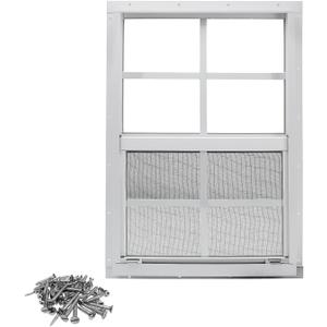 Shed Window, 12" x 18" Flush Mount Window with Tempered Glass and Fiberglass Screen, Small Sliding Windows for Shed, Chicken Coop, Playhouse, Household, Garage, Barns, White