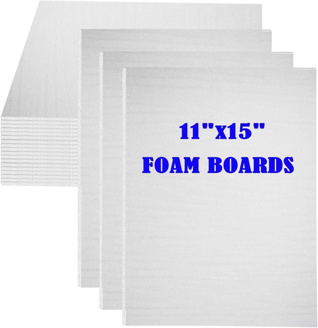 30Pack Foam Core Board, 11"x15" White Foam Board, 3/16" / 5MM Thick Mat Foam Board Center, Backing Boards for Mounting Photographs and Artwork, 3-D Modeling, Signage, Poster Making