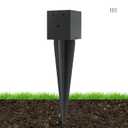 1 Pcs 4 "x 4 "Fence Post Anchors Ground Spike (Actual 3.6  X 3.6)Heavy Duty Metal Fence Stakes Post Base 16'' with Black Powder Coated Support for Mailboxes, Fences, Trellis Posts, Banners.