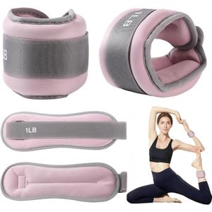 Ankle Weights for Women & Kids - 0.5LB/1LB Each Wrist/Ankle Weight Pair (1LB/2LB Total) Adjustable Arm/Leg Weights for Walking, Running, Pilates, Home Workout with Comfortable Straps (Pink)