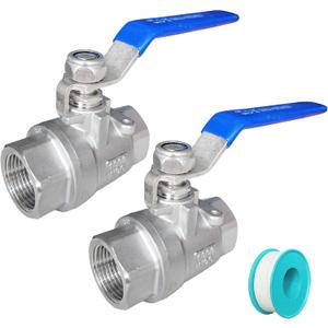 2 Pack Full Port Ball Valve 3/4 NPT 304 Stainless Steel 2 - chip ball valve Female Heavy Duty WOG1000 for Water，Oil，Gas with Locking Devic (3/4", 2)