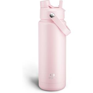 ENCOOL Insulated Water Bottle with Straw Stainless Steel Water Bottle, Leak-Proof, BPA-Free, Double Wall Vacuum Keeps Cold for 24 Hours for Sports, Travel, School (32 oz, Cotton Candy)