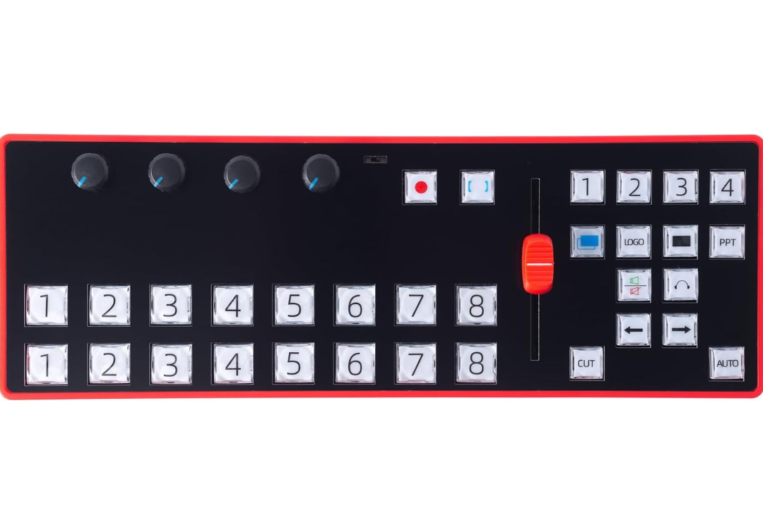 ANQUORA Live Stream Control Keyboard USB-C MIDI Panel for vMix OBS, 4 Knobs and 1 Fader, Compatible with Windows MacOS Linux