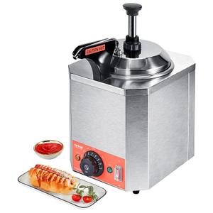 VBENLEM Cheese Dispenser with Pump, 2.3 Qt Capacity Cheese Warmer, Stainless Steel Hot Fudge Warmer with Pump 650W Cheese Dispenser, 30-110 Temp Adjustable, for Hot Fudge Cheese Caramel