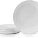 Corelle Vitrelle 6-Piece Salad Plates Set Triple Layer Glass and Chip Resistant, 8-1/2-Inch Lightweight Round Plates, Winter Frost White