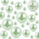 300Pcs Light Green Polished No Hole Faux Pearl Beads for Vase Filling Decorations, Plastic Pearls Vase Fillers, Table Scatters, Wedding Centerpiece, Home Decor, 8/14/20 mm (300 PCS, Lightgreen)