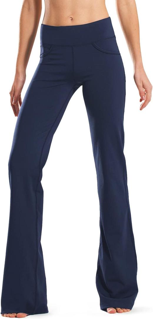 Safort 31" Inseam Regular Tall Bootcut Yoga Pants Flared Leg Dress Pants with Pockets for Casual (Large, Style5-blue)